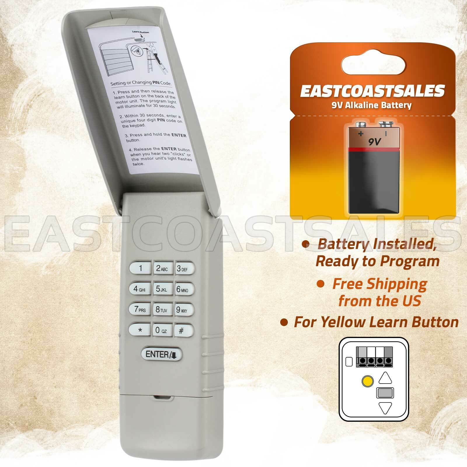 ONLY for Openers with YELLOW Learn Button LiftMaster 877LM Wireless Keypad