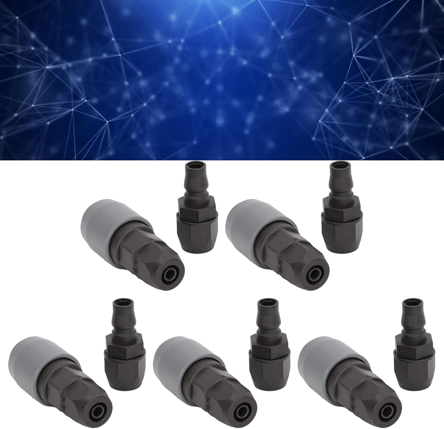 MKEUDQ-5 Set Self Locking Pneumatic Quick Connector, C Type Self Locking Air Compressor Hose Coupler Plug Socket, Duct Quick Connector Pneumatic Fittings (SP+PP-30)