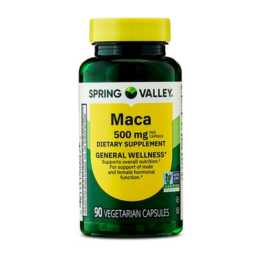 Spring Valley Maca Dietary Supplement Vegetarian Capsules for General Wellness, 500 mg, 90 Count