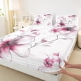 thumbnail image 3 of jejeloiu Country Floral Queen Sheet Sets,Natural Plant Flat Sheet,White Pink Queen Fitted Sheet For Adults,Luxury Bedroom Decor,4-Piece, 3 of 7