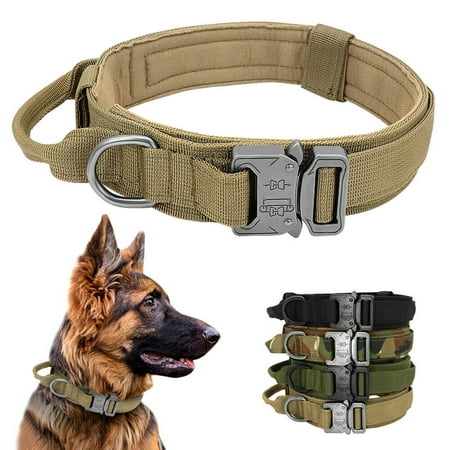 Didog Tactical Dog Collar with Control Handle - Dog Collar with Heavy Duty Metal Buckle & D-Ring - 1.5" Width Adjustable Nylon Dog Collar for Medium and Large Dog Training(Black,L)