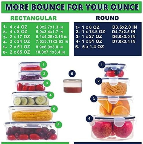 ROCKBERRY 50 Pcs  Food Storage Container with Lids Airtight & Leakproof, plastic containers (20 Stackable Boxes-20 Lids)