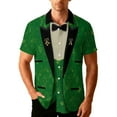 thumbnail image 2 of Qzwdhjm Mens St Patrick's Day Tuxedo T-Shirt Shamrock Button Down Shirt Irish Printed Lapel Collar Tops Hawaiian Short Sleeves Shirts, 2 of 9