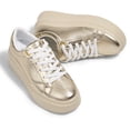 thumbnail image 7 of LUCKY STEP Fashion Chunky Faux Leather Sneakers Low Top Casual Shoes,Gold,Womens, 7 of 7