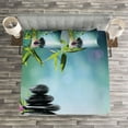 thumbnail image 3 of Ambesonne Chill Garden Quilted Bedspread Set 3 Pcs, Flower and Stones Art, Queen Size, Multicolor, 3 of 3