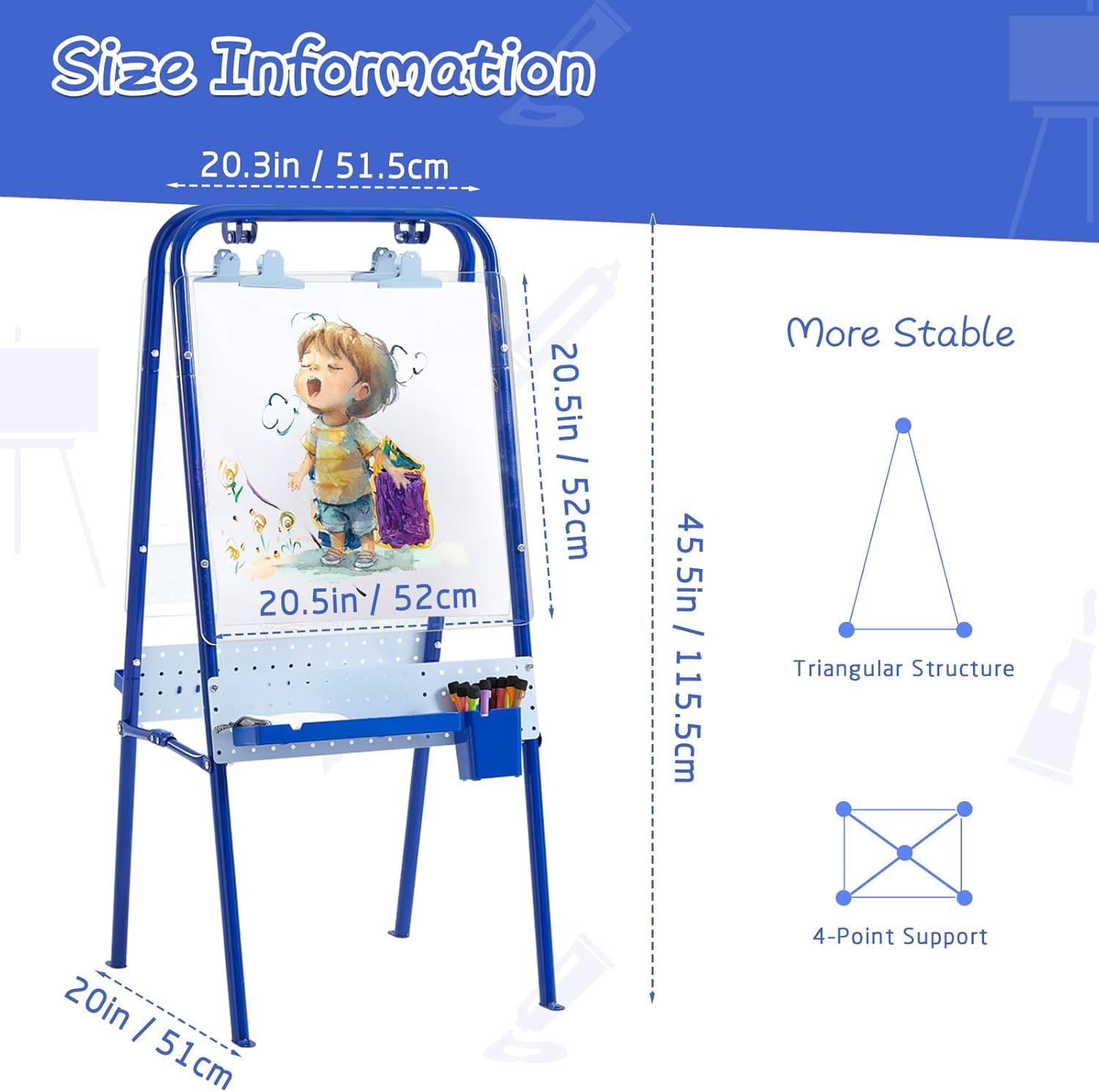 FUNLIO Foldable Outdoor Easel for Kids Aged 3+, Waterproof & Sunproof Kids Easel with 2 Acrylic Boards