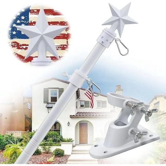 OLIYNEDY White House Flag Pole Kit - 5ft Tangle Free Flag Pole with Bracket, Heavy Duty American Flag Poles for 3x5 Flags Outdoor