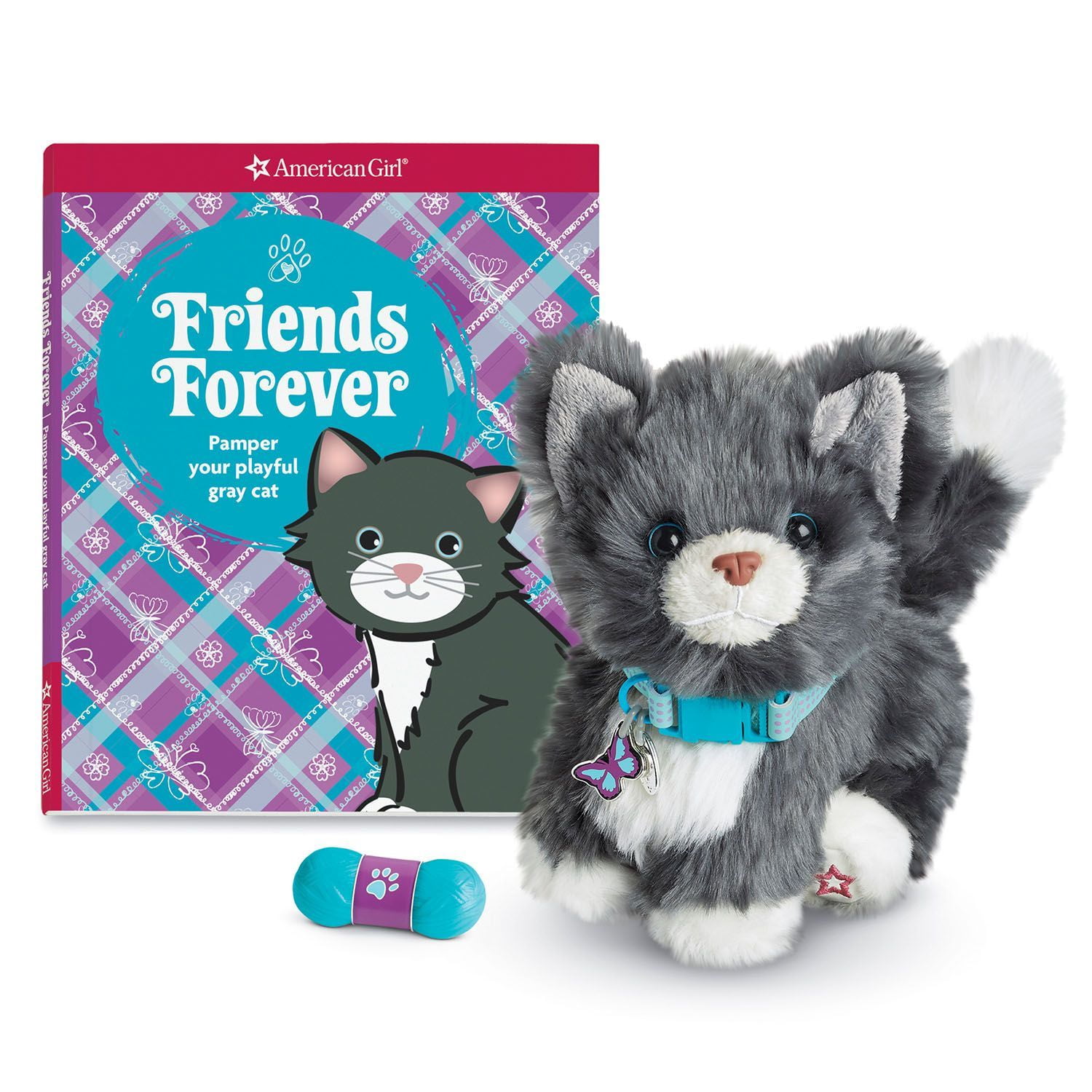 american girl gray cat pet set