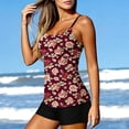 thumbnail image 5 of qucoqpe Tankini Swimsuits for Women Fashion Floral Print Backless Spaghetti Strap Two Piece Modest Bathing Suits Summer Beach Swimwear with Shorts, 5 of 8