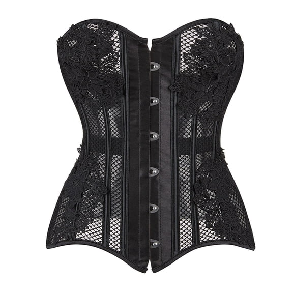 Elegant Floral Lace Mesh Shapewear Bodysuit with Underwire Bustier, Seamless Corset One-Piece for Women