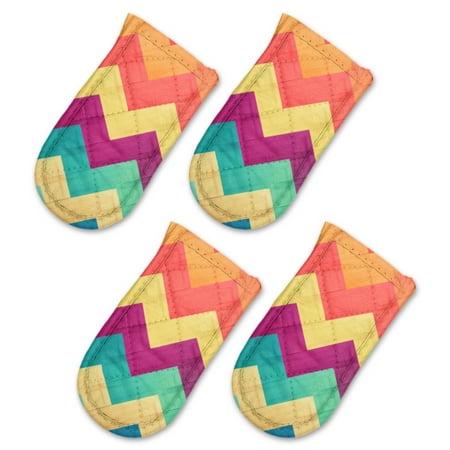 

BaHomeck Pot Handle Holder Covers 4Pcs Colorful Pattern With Retro Style Non Slip Heat-Resisting Pan Handle Covers For Home Kitchen Baking Cooking BBQ Cookwares 6×3In