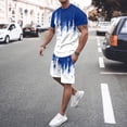 thumbnail image 2 of Mens Vacation Outfits Pants Quarter Sleeve Color Solid Business Casual Set Loose Fit Outdoor Short Sets Outfits,Light Blue,L, 2 of 5