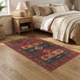 thumbnail image 2 of ODIKA 5'x7' Red Blue Rich and Deep Geometric Washable Area Rug Intricate Southwestern Tribal Pattern Design Non-Slip, Low Pile, Stain Resistant for Guest Room, Lounge, Apartment, 2 of 7