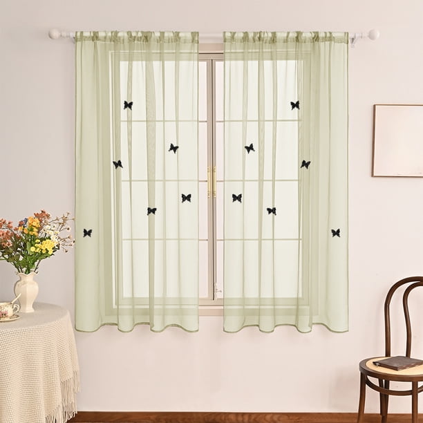 Uuiauoio Butterfly Window Panels Drapes Curtains Sheer Voile Tulle 39.37×51.18in Door Window Sheer Curtain Panel Butterfly Print Sheer Curtains for Bedroom Living Room Balcony