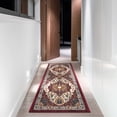 thumbnail image 2 of Ottomanson Machine Washable Non-Slip Rubberback Border 2x5 Indoor Runner Rug, 20" x 59", Red/Beige, 2 of 10
