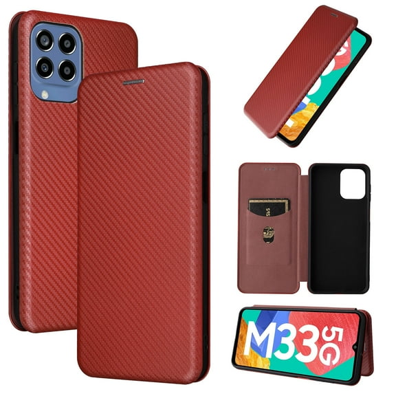 For Samsung Galaxy M33 5G Carbon Fiber Texture Leather Phone Case