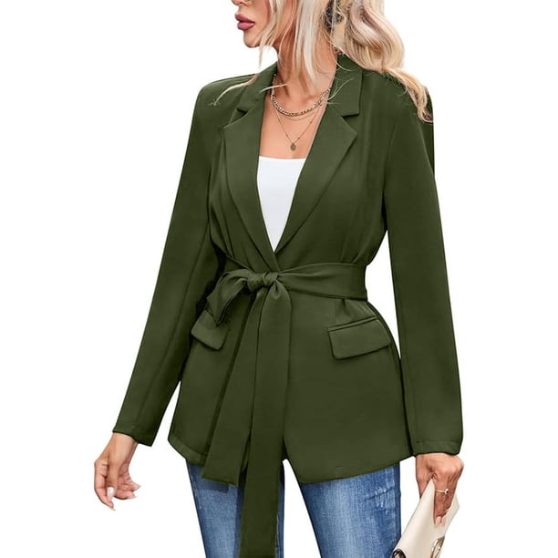 Puntoco Chaqueta Informal Sin Capucha De Manga Larga Con Bolsillos Y Botones Y Cordones De Color Liso Para Mujer A La Moda