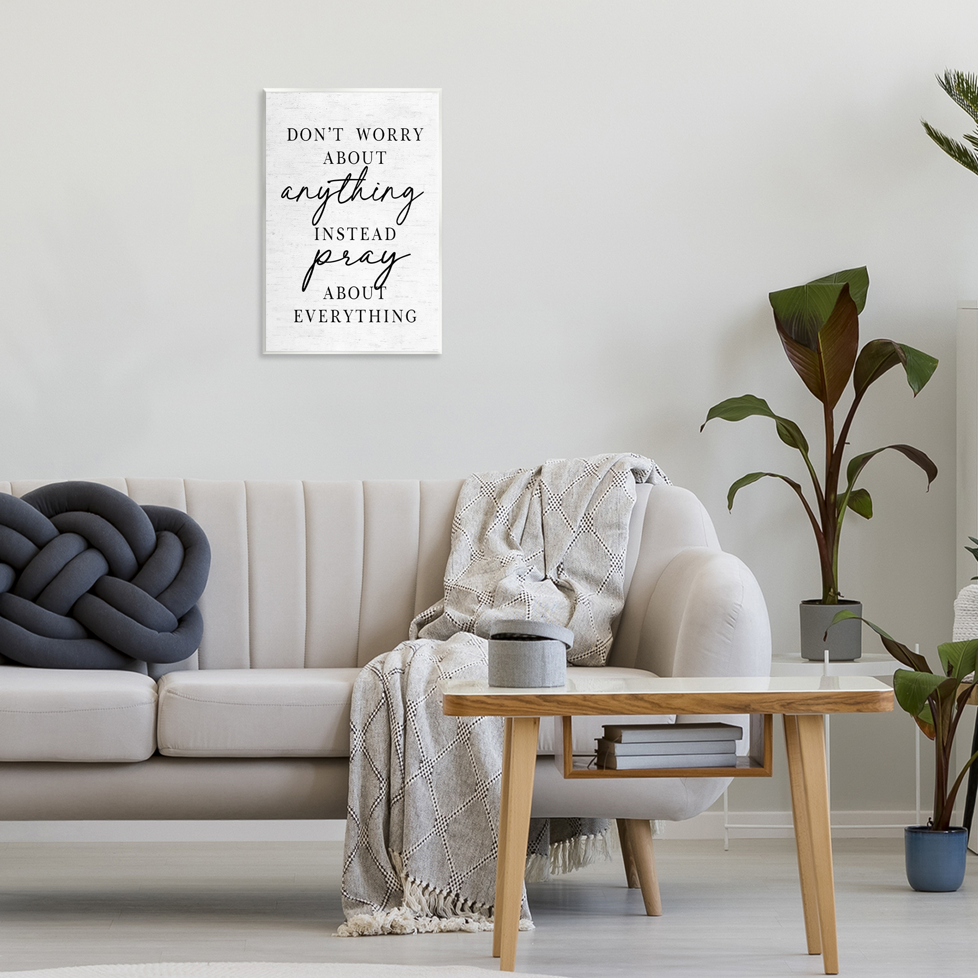 Pray Instead Of Worry Wall Plaque Art, design by Lettered and Lined