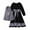 Black, variant on Zwiiyzr Toddler Girls Muslim Smocked Sundresses Twirl Dress Long-sleeved Round Neck Bow Tie Patchwork Color Long Dress Headband Cover Two-piece Set for 2-13 Years Baby Clothes Black