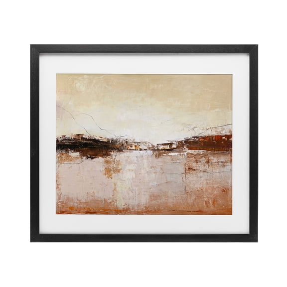 Warm Distressed Horizon Black Framed Print Under Glass, design by Design Fabrikken