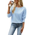 thumbnail image 2 of Wevis Round Neck Knit Autumn Pullover for Women Long Sleeve Basic Casual Tops Casual Loose Sweater, 2 of 7