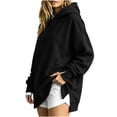 thumbnail image 5 of Women's Winter Sporty Top Mock Neck Raglan Sleeves Loose Hooded Sweatshirt Long Sleeve Split Cuff Tops Casual Fashion Pullover, 5 of 6