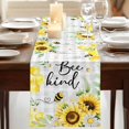 thumbnail image 3 of Table Runners 90 Inches Long Dress Scarves, Sunflower Floral Farmhouse Coffee/Dining/Kitchen Table Runner for Living Room, Farmhouse Pastoral Daisy Bees Grey Plaid 13x90 Inch, 3 of 9