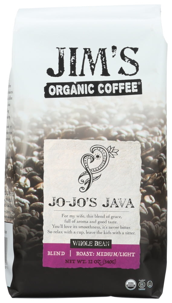 Jim'S Organic Coffee Whole Bean Jo Jo'S Java, 12 Oz