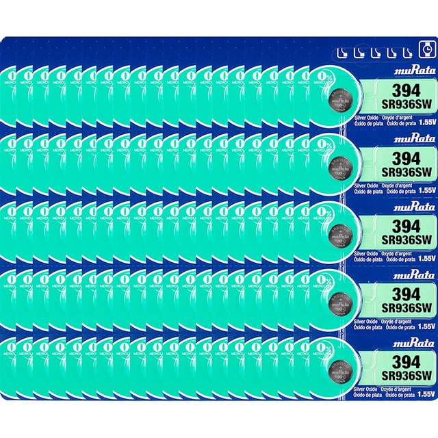 Murata 394 SR936SW Battery 1.55V Silver Oxide Watch Button Cell (100 Batteries)