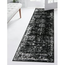 Rugs.com Monte Carlo Collection Rug – 2' x 8' Runner Black Medium Rug Perfect For Living Rooms, Large Dining Rooms, Open Floorplans
