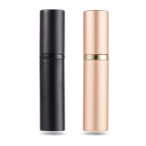 AsaNana Atomizador de perfume recargable, tecnología de llenado sin embudo, atomizador de perfume vacío, botella pulverizadora para bolso de viaje mientras viaja - 5 ml (negro) negro y oro rosa