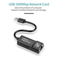thumbnail image 3 of Adaptador USB 2.0 3.0 Yashi RJ45 Lan Ethernet para PC Macbook Windows 10 Laptop negro, 3 of 5