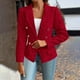 thumbnail image 1 of Blazer de mujer de moda de color sólido de manga larga con botones, chaqueta de traje para mujer, 1 of 7