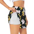 thumbnail image 3 of Lsque Lilies Flowers Printed Women's Running Shorts with Liner Pockets,Elastic Quick Dry Workout Athletic Gym Yoga Shorts,Womens High Waist Shorts-XX-Large, 3 of 9