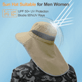 thumbnail image 5 of Sun Hats, Breathable Wide Brim Fishing Hat, UPF 50+ UV Protection Bucket Hat with Neck Flap and Removable Face Cover for Fishing Hiking Men Women, Khaki, 5 of 8
