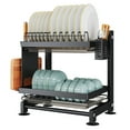 thumbnail image 1 of Height Adjustable Dish Drainer 2 Tier Large Dish Drying Rack with 2 Drainboards for Kitchen Counter Sink Organizer with Utensil Holder and 2in1 Cutting Board Holder, 1 of 7