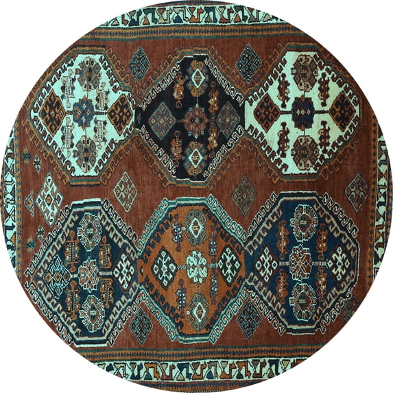 Ahgly Company Indoor Round Persian Light Blue Traditional Area Rugs, 7' Round