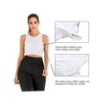 thumbnail image 4 of Women's Light Support Seamless Racerback Sport Bra Wireless Yoga Bralette Tops Black/White, 4 of 9