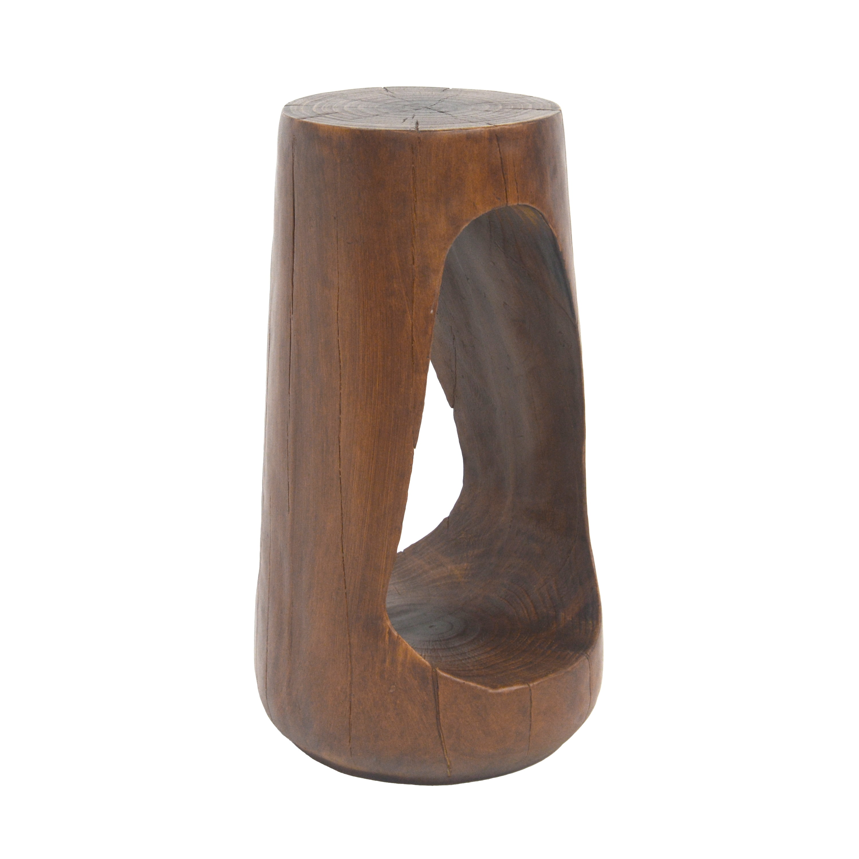 Hollow Design Side Table, Outdoor Lightweight Concrete End Table for Patio Balcony Garden, Antique Brown