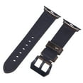 thumbnail image 3 of Genuine Leather Replacement Band Compatible For 38mm iwatch Apple Watch Series 3 To 1 Dark Green Rough Oil Wax Vintage With Black Buckle Black Connector, 3 of 3