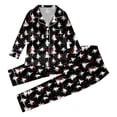 thumbnail image 2 of Fgnfyis Family Christmas Pajamas Matching Sets Silk Satin Print Long Sleeve Button Down Soft Cozy 2 Piece Pajamas Set Tops Pants Nightwear, 2 of 7