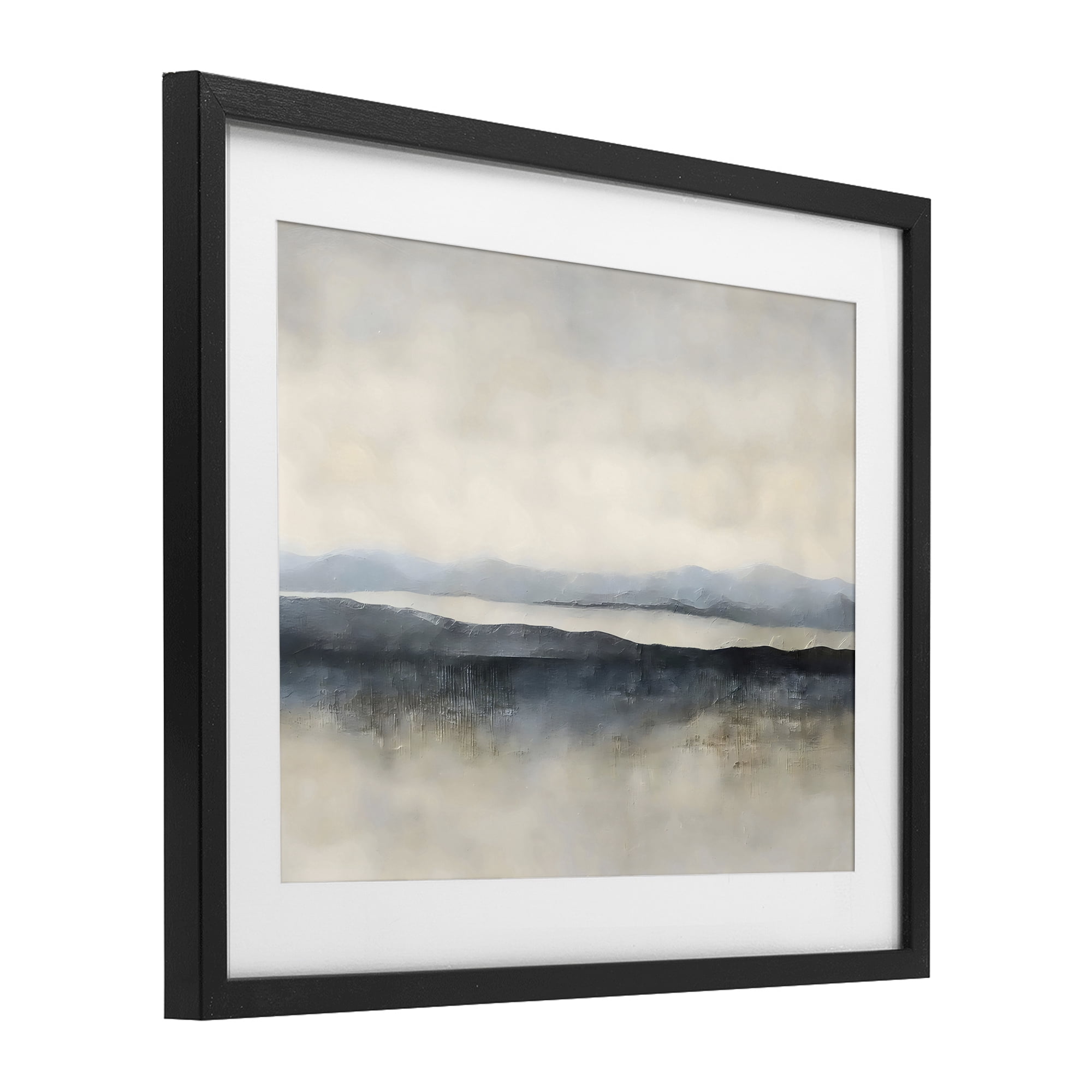 Stupell Industries Misty Muted Horizon Black Framed Print Under Glass, design by Riley B