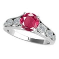 thumbnail image 3 of Mauli Jewels Rings for Women 1 Carat Diamond And Created Ruby Ring Prong-Setting 14k White Gold, 3 of 6