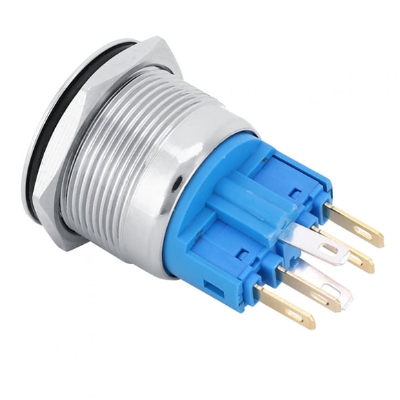 Pin 2 Piezas DC3-6V 22 Mm 6 Pines Interruptor De Botón De Acero Inoxidable Duradero Con Bloqueo Automático Con Señal Azul