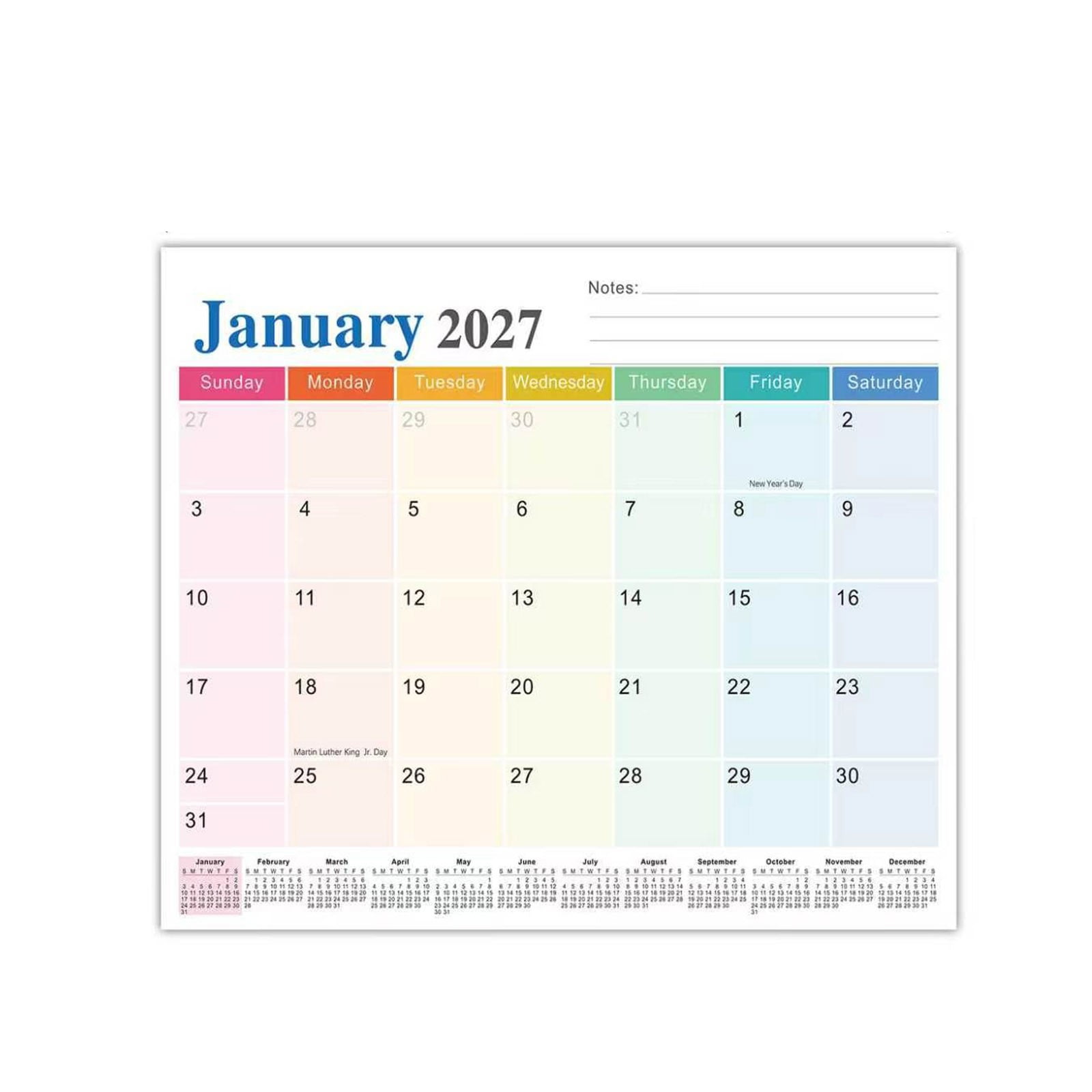 18 Month Color Coded Wall Monthly Planner Calendar Jan 2027‑Jun 2028 Large Readable Paper Wall Calendar with Ample Writing Note Space for Home Office Daily Schedule Task Event Planning