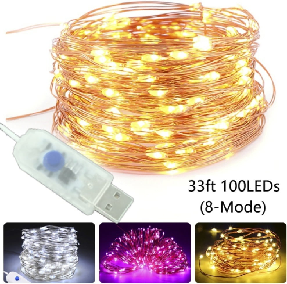 5M/10M USB LED Copper Wire String Fairy Light Strip Lamp Xmas Party Waterproof 