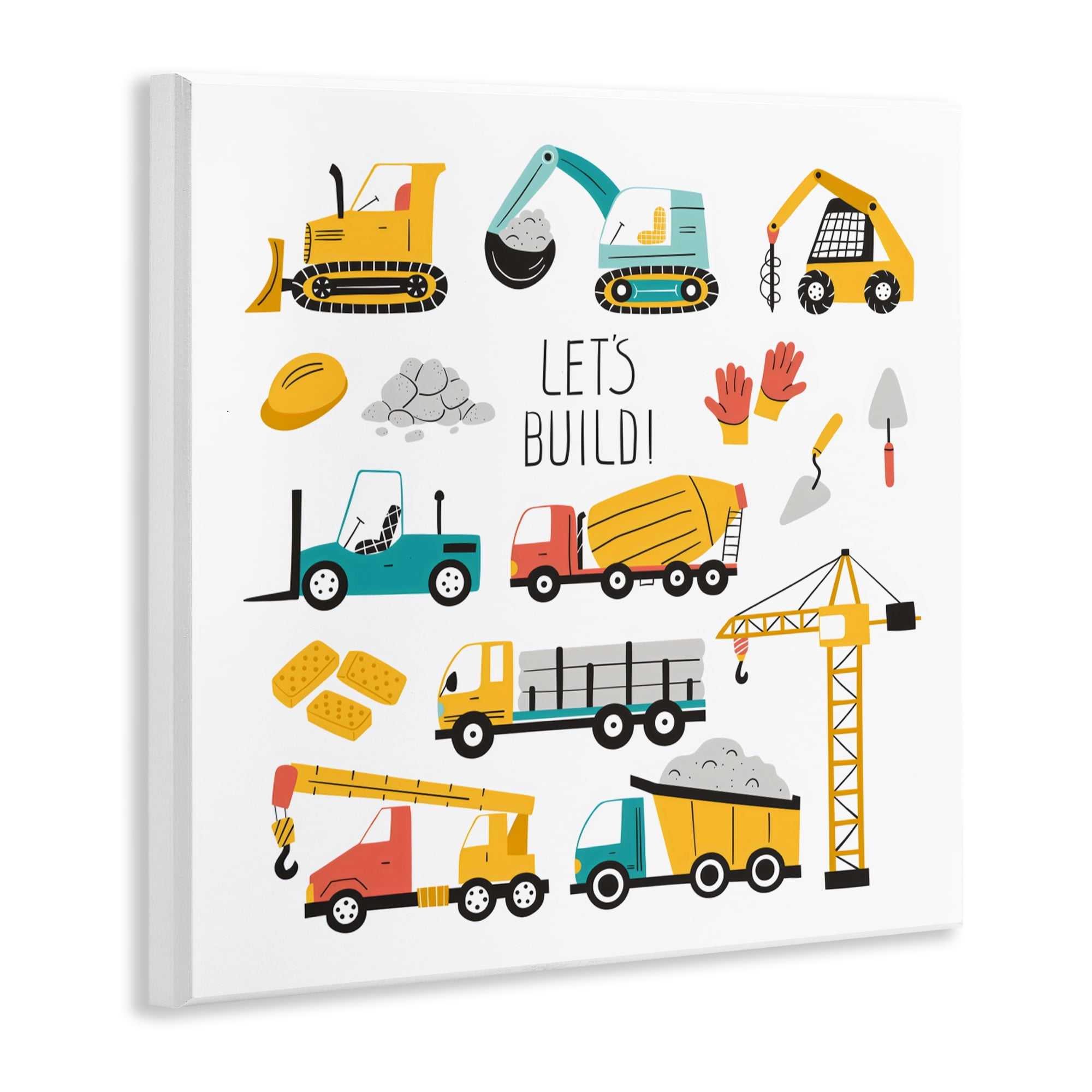 Stupell Industries Let's Build Various Construction Trucks Wall Plaque Art, design by Creative Studio