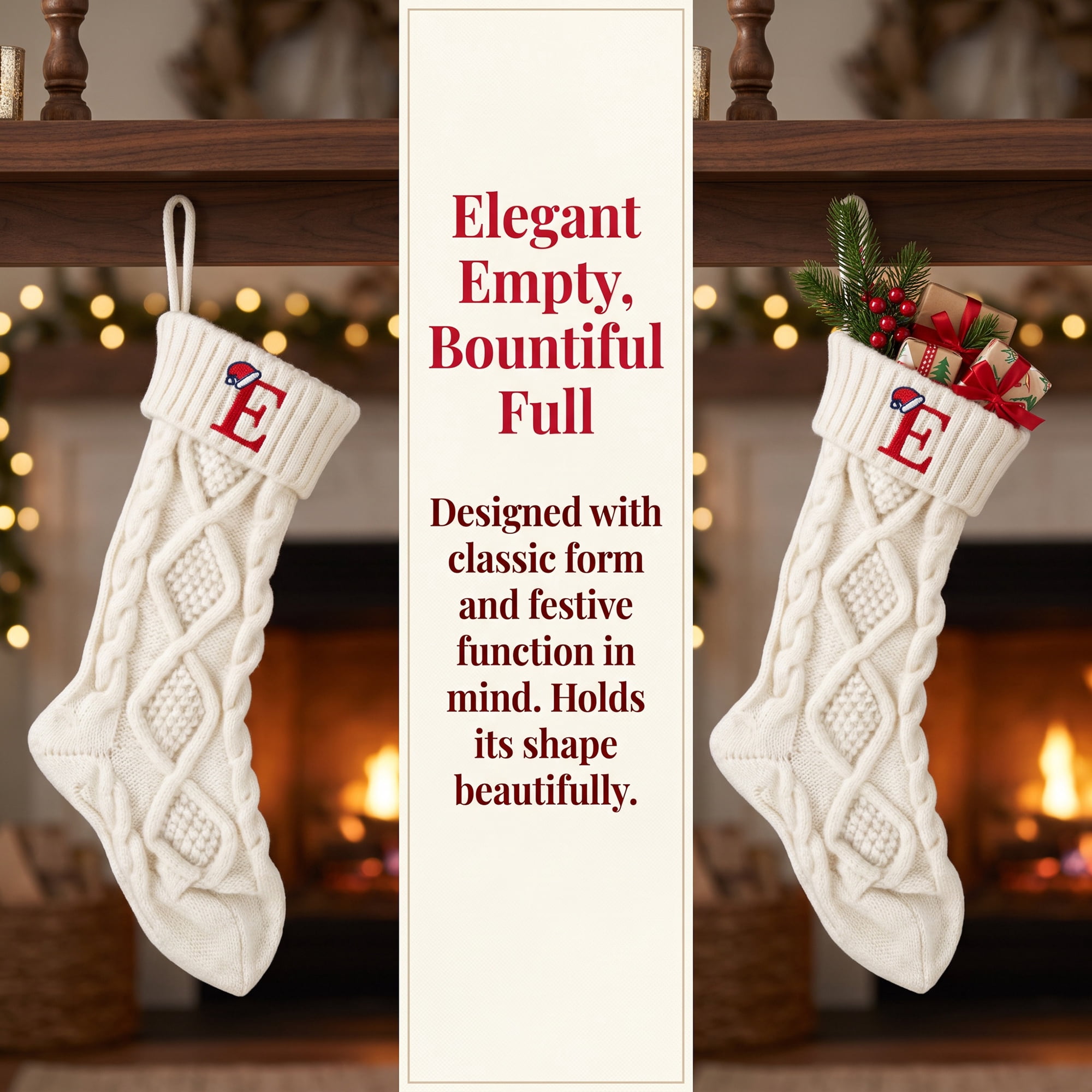Unique Bargains Canine Bone Christmas Stocking Luxury Puppy Holiday Keepsake Sack Letter E 17"