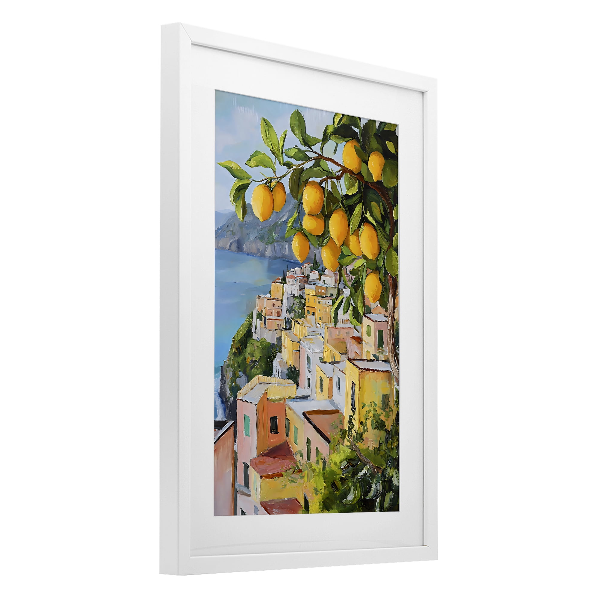 Stupell Industries Mediterranean Lemon Tree Scenery White Framed Print Under Glass, design by Creative Studio