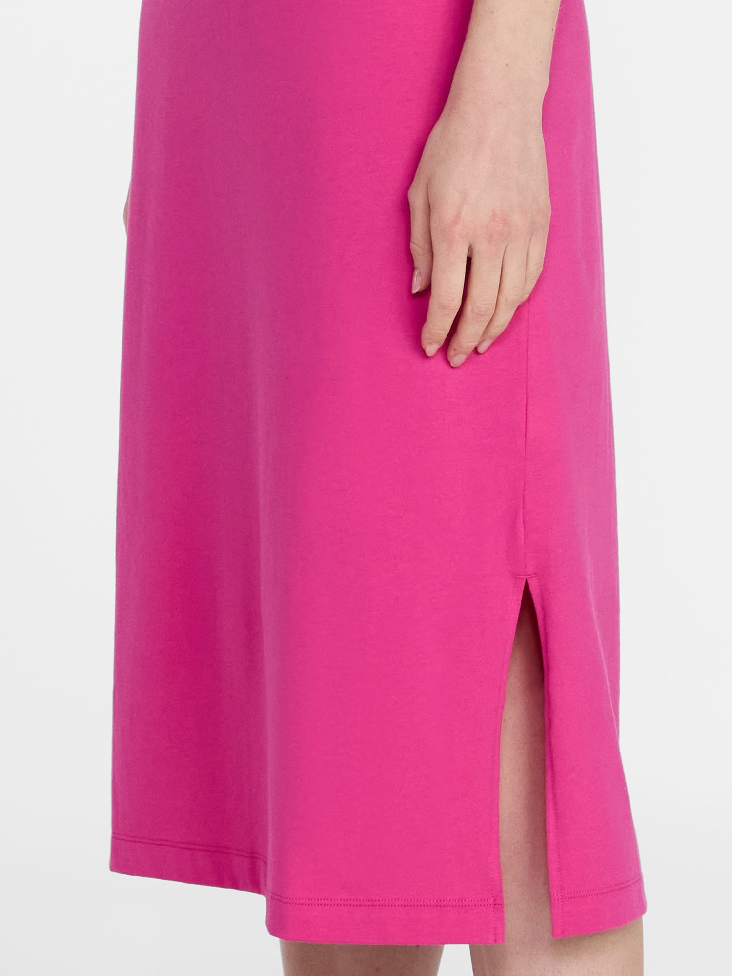 Time and Tru Women's Cotton Midi T-Shirt Dress with Short Sleeves, Sizes XS-XXXL